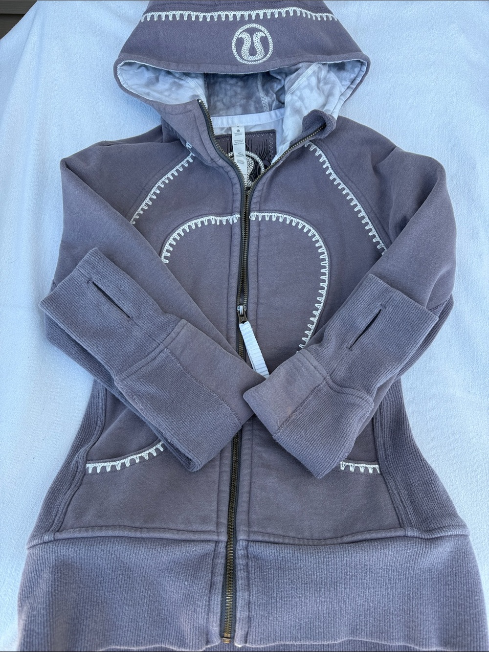 lululemon athletica Light Purple and White Zip Hoodie